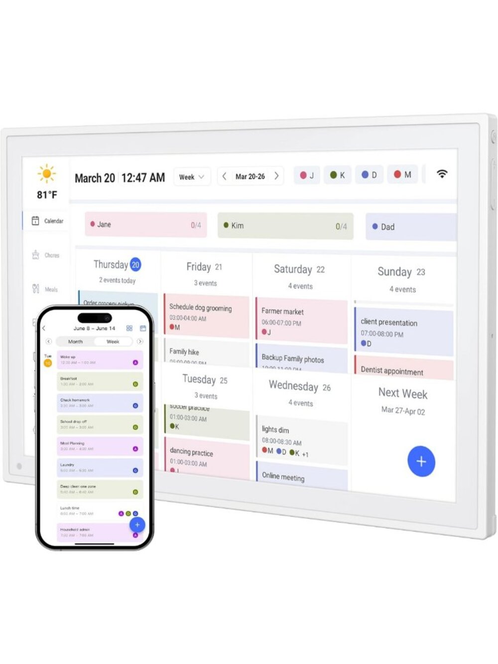 10.1” Touchscreen Digital Calendar & Chore Chart Planner - Smart Home Organizer
